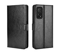 MingMing Funda para Xiaomi Mi 10T 5G/Xiaomi Mi 10T Pro 5G, Funda Protector con Cáscara de TPU, Soporte Plegable, Ranura para Tarjeta, Funda Tapa Libro Flip Phone Cover Case para Mi 10T, Negro
