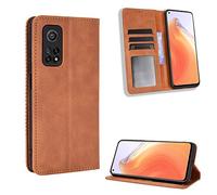 MingMing Funda para Xiaomi Mi 10T 5G/Xiaomi Mi 10T Pro 5G, Funda Protector con Cáscara de TPU, Soporte Plegable, Ranura para Tarjeta, Funda Tapa Libro Flip Phone Cover Case para Mi 10T, Marrón