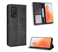 MingMing Funda para Xiaomi Mi 10T 5G/Xiaomi Mi 10T Pro 5G, Funda Protector con Cáscara de TPU, Soporte Plegable, Ranura para Tarjeta, Funda Tapa Libro Flip Phone Cover Case para Mi 10T, Negro