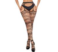 Mingnos Medias sexy para mujer, ligueros, medias de cintura alta, medias de red de pesca, medias de malla, negras, 3