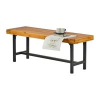 Mingone Banco de Madera para Exterior Sin Respaldo 120 cm - Banco de Exterior Resistente a la Intemperie para Balcón, Parque o Terraza - Sin Respaldo, 3 Plazas - Pequeño Mueble de Exterior