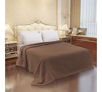 Mingqiu Manta gruesa y cálida de invierno, 100% lana pura de Nueva Zelanda, esponjosa, manta grande, adecuada para cama y camping, tamaño queen/doble (Camel oscuro, 200x230 cm)