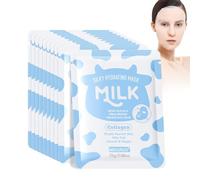 MINGRUO 10Pcs Mascarilla hidratante de leche, Mascarilla de Colageno, Mascarilla Hidratante, Mascarilla ColáGeno Noche, Mascarilla Hidratante para Mujeres y Hombres (Leche)
