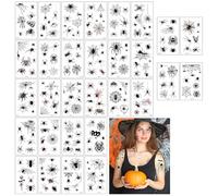 MINGRUO 30 hojas Tatuaje Adhesivo de Araña, Tatuajes Telarañas Pegatinas, Halloween Araña Tatuajes para Disfraces de Carnaval de Halloween