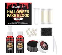 MINGRUO Kit Maquillaje Halloween, Kit de Sangre Falsa, Spray de Sangre Falsa, Sangre Falsa Halloween Fake Blood para Cosplay, Carnaval