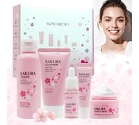 MINGRUO Set Regalo Cuidado de la Piel Mujer, Set de cuidado de la piel Flor de Cerezo, Set de Cuidado de la Piel Sakura, Set de Cuidado Diario de la Piel, kit Facial Para El Cuidado De La Piel