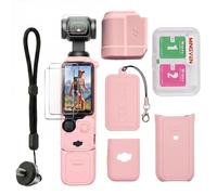 MINGVEN Osmo Pocket 3 - Funda protectora de silicona para DJI Pocket 3/Xtra Muse con protector de pantalla y correa de muñeca, suave, resistente a los arañazos y piel de manga (rosa)