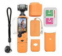 MINGVEN Osmo Pocket 3 - Funda protectora de silicona para DJI Pocket 3/Xtra Muse con protector de pantalla y correa de muñeca, suave, resistente a los arañazos y piel de manga (naranja)