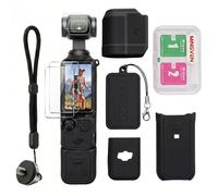 MINGVEN Osmo Pocket 3 - Funda protectora de silicona para DJI Pocket 3/Xtra Muse con protector de pantalla y correa de muñeca, suave, resistente a los arañazos y piel de manga (negro)