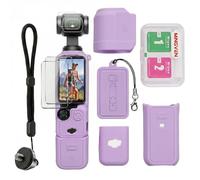 MINGVEN Osmo Pocket 3 - Funda protectora de silicona para DJI Pocket 3/Xtra Muse con protector de pantalla y correa de muñeca, suave, resistente a los arañazos y piel de manga (morado)