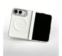 MingWei Funda magnético para el Plegado del iPhone, Compatible con MagSafe, Cubierta Protectora del Teléfono a Prueba de Choques del Marco Galvanizado de Cuero Falso Premium,，Blanco：iPhone18 Fold