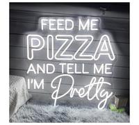 MINGYTN Decoración Lámparas Letrero De Neón Feed Me Pizza And Tell I'm Pretty Para Decoración Pared Restaurante, Hogar, Cocina 50cmx50cm(C)