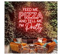 MINGYTN Decoración Lámparas Letrero De Neón Feed Me Pizza And Tell I'm Pretty Para Decoración Pared Restaurante, Hogar, Cocina 50cmx50cm(UN)