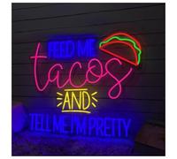 MINGYTN Decoración Lámparas Letrero De Neón Feed Me Tacos And Tell I'm Pretty Para Decoración Restaurantes, Luces Para, Luz Nocturna 47cmx55cm(Segundo)