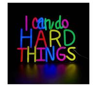 MINGYTN Decoración Lámparas Letrero De Neón I Can Do Hard Things Con Luz Regulable Y Alimentación Por USB Para Decoración De Pared De Dormitorio, Cumpleaños, 35cmx28cm