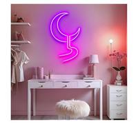 MINGYTN Decoración Lámparas Letrero De Neón Moon River, Ideal Para Tiendas, Estudios, Dormitorios, Decoración De Pared, 23cmx38cm(Re)