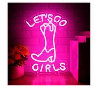 MINGYTN Decoración Lámparas Letreros De Neón Hechos A Mano Con Alimentación USB, Luces De Neón Leti's Go Girls, Adecuados Para Habitación Infantil, Decoración De Bistró, Tienda 27cmx38cm