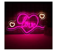 MINGYTN Decoración Lámparas Love Letrero De Neón Luz LED De Corazón Para El Día De San Valentín Dormitorio Aniversario De Boda Decoración De Pared Lámpara 16.9inx10.6in