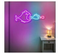 MINGYTN Decoración Lámparas Luz De Neón De Pez Grande Y Pequeño, Ideal Para Decoración De Pared De Pub, Dormitorio Y Hogar, Regulable, 25cmx56cm(UN)