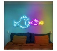 MINGYTN Decoración Lámparas Luz De Neón De Pez Grande Y Pequeño, Ideal Para Decoración De Pared De Pub, Dormitorio Y Hogar, Regulable, 25cmx56cm(Segundo)