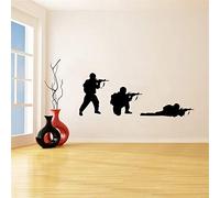 MINGYUANS Adhesivo de pared extraíble de soldado negro, tema militar, decoración de habitación de niños, adecuado para dormitorio, crea un ambiente fresco de 101 cm x 38 cm