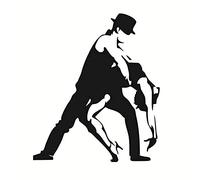 MINGYUANS Adhesivo de pared extraíble negro con silueta de pareja de bailarines latinos, ideal para estudio de baile y gimnasio, creando un ambiente apasionado y dinámico, 58 x 68 cm