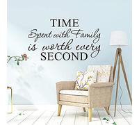 MINGYUANS Adhesivo decorativo para pared con texto en inglés «Time Spent with Family is Worth Every Second» para decoración del hogar, sala de estar, creando un ambiente cálido y familiar con adhesivo