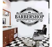 MINGYUANS Adhesivo decorativo para pared de barbería, color negro, extraíble, adecuado para barberías, salas de aseo de hombres y otros espacios, creando un ambiente retro y profesional, 61 x 42 cm
