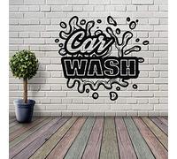 MINGYUANS Car Wash - Adhesivo decorativo de pared para cochera, desmontable, color negro, 57 x 22 cm