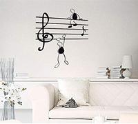 MINGYUANS Notas musicales - Adhesivo de pared extraíble negro con figuras de palo, adecuado para aula de música o estudio de grabación, creando un ambiente creativo 63 x 42 cm