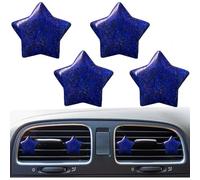 MINGZAIQIPEI 4 clips de ventilación de coche estilo estrella de cristal - Decoración de automóvil con cuarzo natural, bonita decoración interior de coche para mujer (azul oscuro)