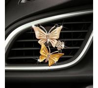 MINGZAIQIPEI Accesorios de coche de mariposa doble para mujer, clip de perfume de coche, bonito y exquisito difusor de aire acondicionado de coche (amarillo)