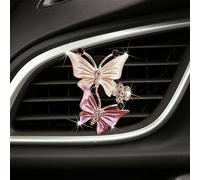 MINGZAIQIPEI Accesorios de coche de mariposa doble para mujer, clip de perfume de coche, lindo y exquisito aire acondicionado de coche, difusor de ambientador de aire (rosa)