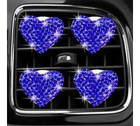 MINGZAIQIPEI Bling - 4 clips de ventilación de corazón, ambientadores de automóvil, clips de ventilación para difusor de automóvil, clip de ventilación de diamantes de imitación, decoración interior