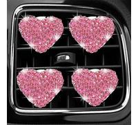 MINGZAIQIPEI Bling - 4 clips de ventilación de corazón, ambientadores de coche, clips de ventilación para difusor de coche, clip de ventilación de diamantes de imitación, decoración interior del