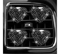 MINGZAIQIPEI Bling - 4 clips de ventilación de corazón, ambientadores de coche, clips de ventilación para difusor de coche, clip de ventilación de diamantes de imitación, decoración interior del