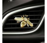 MINGZAIQIPEI Bling Bee - Clips de ventilación de automóvil, clips de ventilación de auto con forma de abeja de cristal, clip de salida de aire acondicionado de coche, bonito adorno de diamantes de