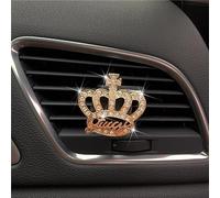 MINGZAIQIPEI Bling Crystal Imperial Crown Decor Car Accessories Car Perfume Clip Car Aromatherapy Container (dorado)
