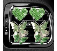 MINGZAIQIPEI Bling - Dos clips de ventilación de corazón y dos mariposas, ambientadores de coche con corazón y mariposa, clips de ventilación para difusor de coche, clip de ventilación con diamantes