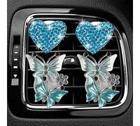 MINGZAIQIPEI Bling - Dos clips de ventilación de corazón y dos mariposas, ambientadores de coche con corazón y mariposa, clips de ventilación para difusor de coche, clip de ventilación con diamantes