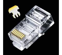 MINGZE 100 Piezas RJ45 CAT5 CAT5E CAT6 Cable de Red LAN Conector Engarzado Clavijas 8P8C UTP Oro Plateado Cables de Ethernet Crystal Head