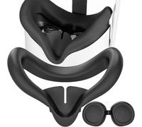 MINGZE Face Cover Pad Facial, Silicone Facial Interface Compatible con Meta/Oculus Quest 3 Accesorios, VR Accesorios Prueba de Sudor con Perilla Ajustable (Negro)