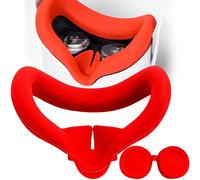 MINGZE Face Cover Pad Facial, Silicone Facial Interface Compatible con Meta/Oculus Quest 3 Accesorios, VR Accesorios Prueba de Sudor con Perilla Ajustable (Rojo)