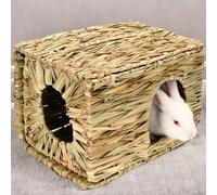 MINGZE Folding Straw House, Rabbit Grass House, para Rabbit Guinea Chinchilla Hurón, Multi-Utilidad, Comestible, No tóxico, Chew Toy para Animales pequeños