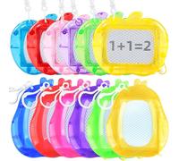 MINGZE Paquete de 12 mini pizarras magnéticas de dibujo, bloc de dibujo borrable para niños, se puede utilizar como mochila llavero clip bloc de dibujo, recuerdo de fiesta de cumpleaños, recuerdos de