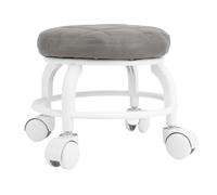 mingzhe Asiento bajo con Ruedas, Taburete bajo de Cuero PU, Rueda Silenciosa Giratoria, Silla con Ruedas Redonda de Baja Altura para el Hogar, Oficina, Garaje y Tienda (Gris)