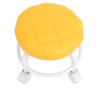 mingzhe Asiento bajo con Ruedas, Taburete bajo de Cuero PU, Rueda Silenciosa Giratoria, Silla con Ruedas Redonda de Baja Altura para el Hogar, Oficina, Garaje y Tienda (Naranja)