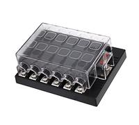 Mingzhe Caja de Fusibles de Cuchilla 12-36 VCC para Facilitar el Cableado en Automóviles, Camiones y Yates con Cubierta Protectora (12 vías)