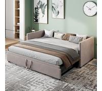 MINGZHE Cama nido desplegable 90/180x200, cama tapizada con somier de listones, con apoyabrazos y respaldo, multifuncional en tela de terciopelo suave para la piel, colchón no incluido, gris