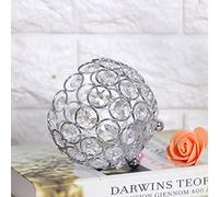 mingzhe Candelero de Cristal para Luz de té, Diseño Hueco con Base Metal para Centros Mesa Decoración Boda (Diámetro 10cm)